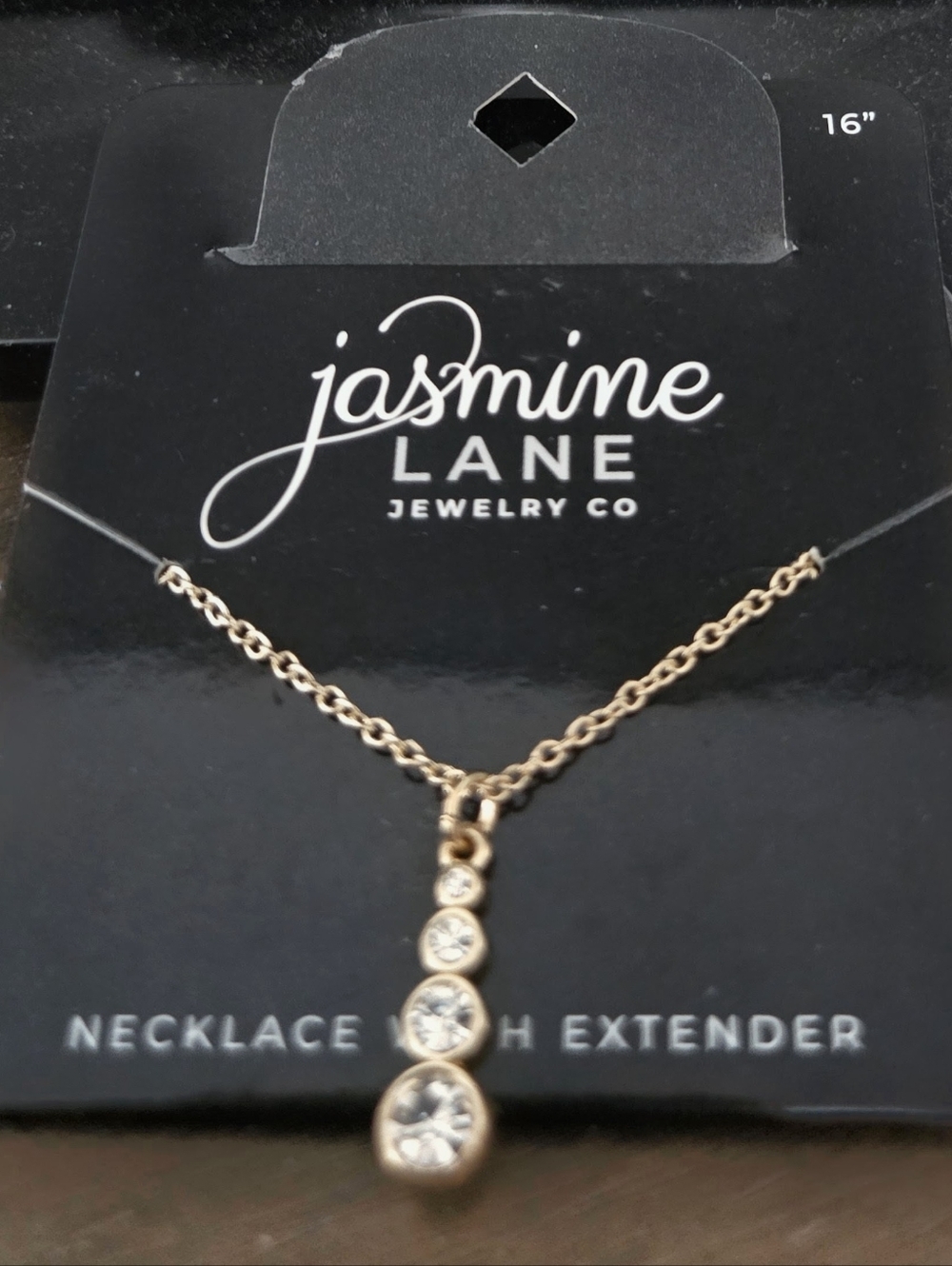 NaWT Jasmine Lane Gold Drop Pendant Necklace with Crystal Accents
